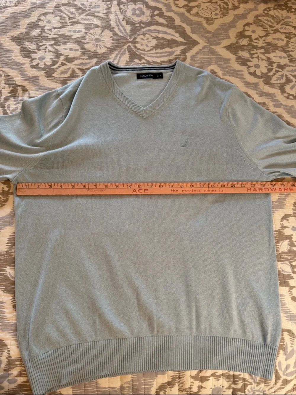 Nautica Men’s V-Neck Sweater in Pale Blue